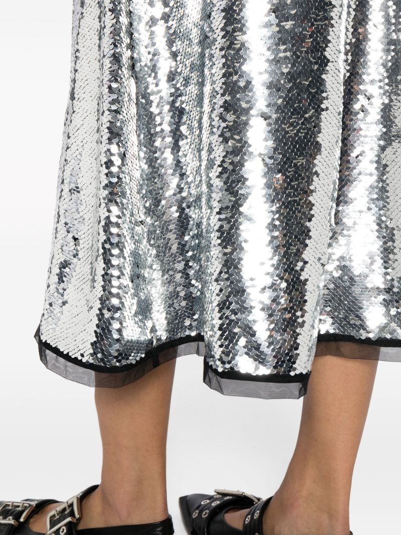Silver-tone Lyra Sequinned Midi Skirt