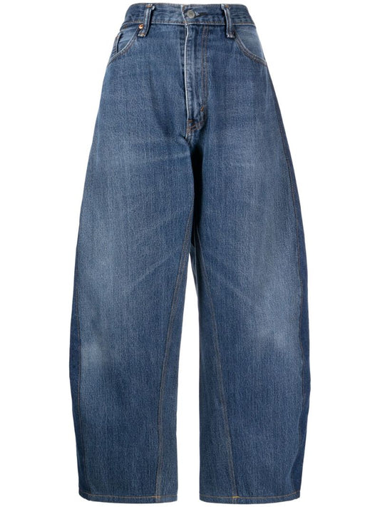 Blue Creature Panelled Wide-leg Jeans