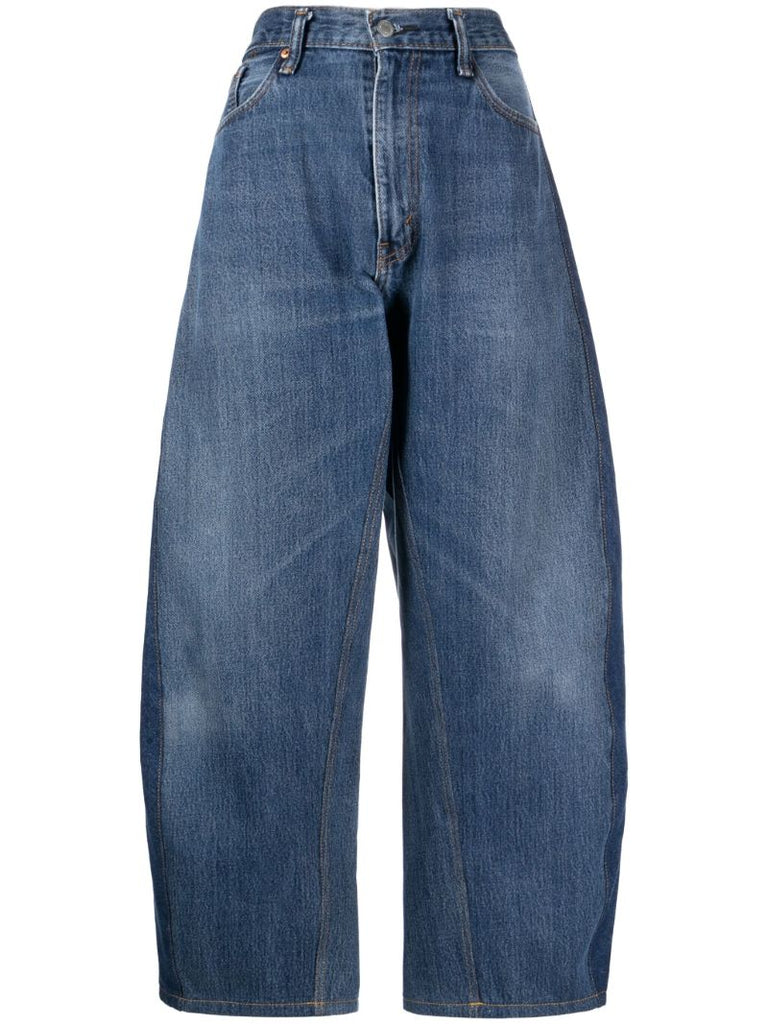 Blue Creature Panelled Wide-leg Jeans