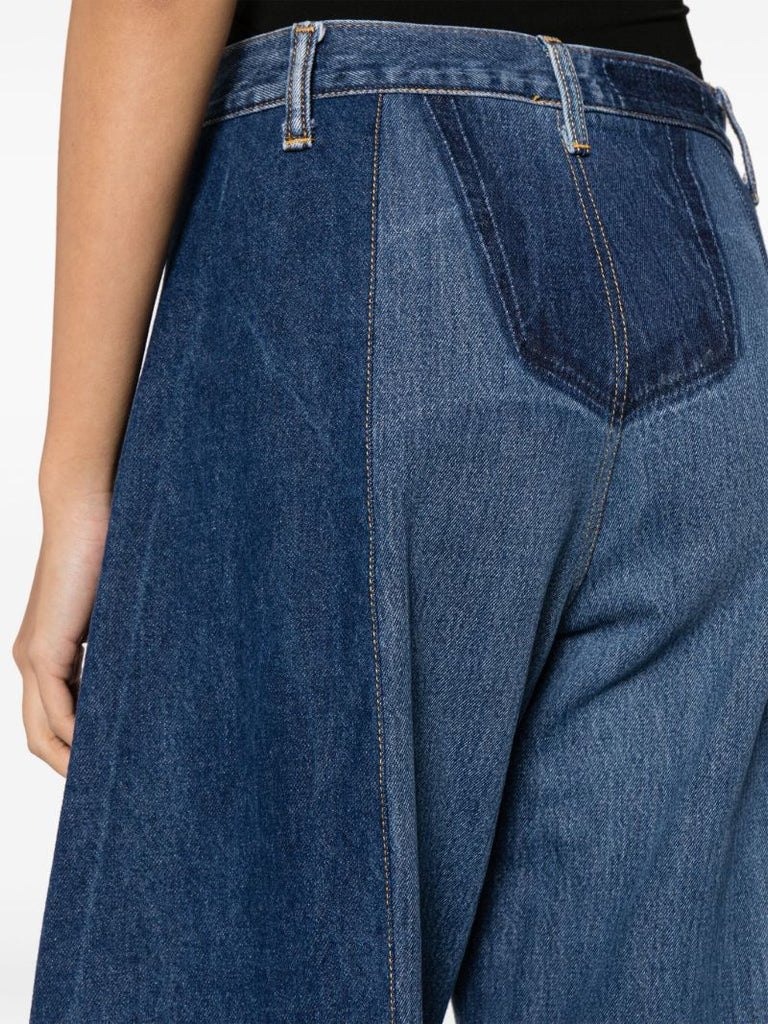 Blue Creature Panelled Wide-leg Jeans