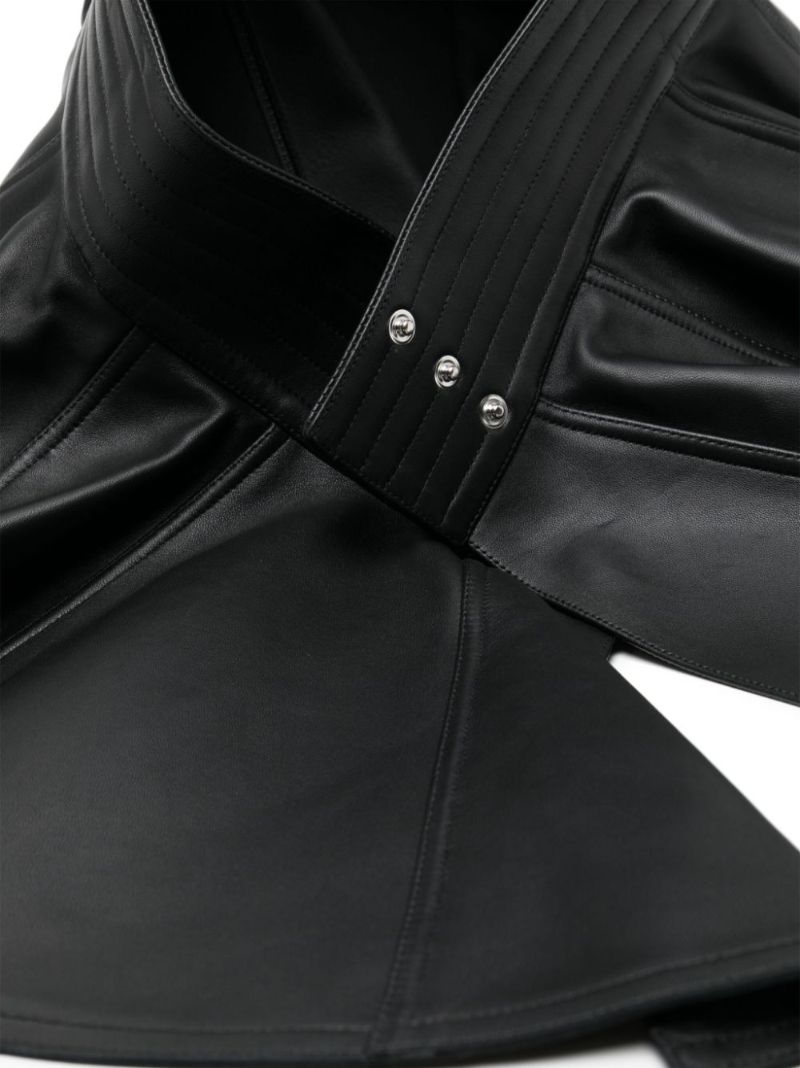 Black Leather Pleated Belt