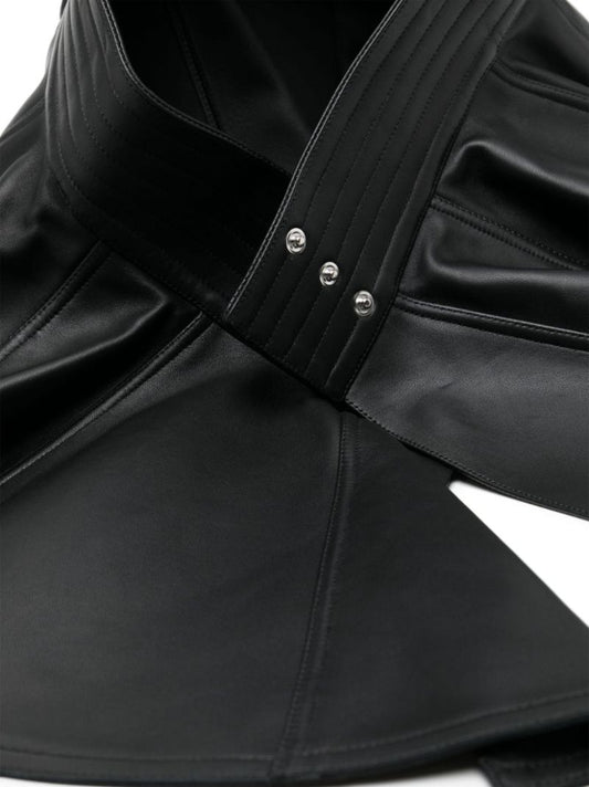 Black Leather Pleated Belt