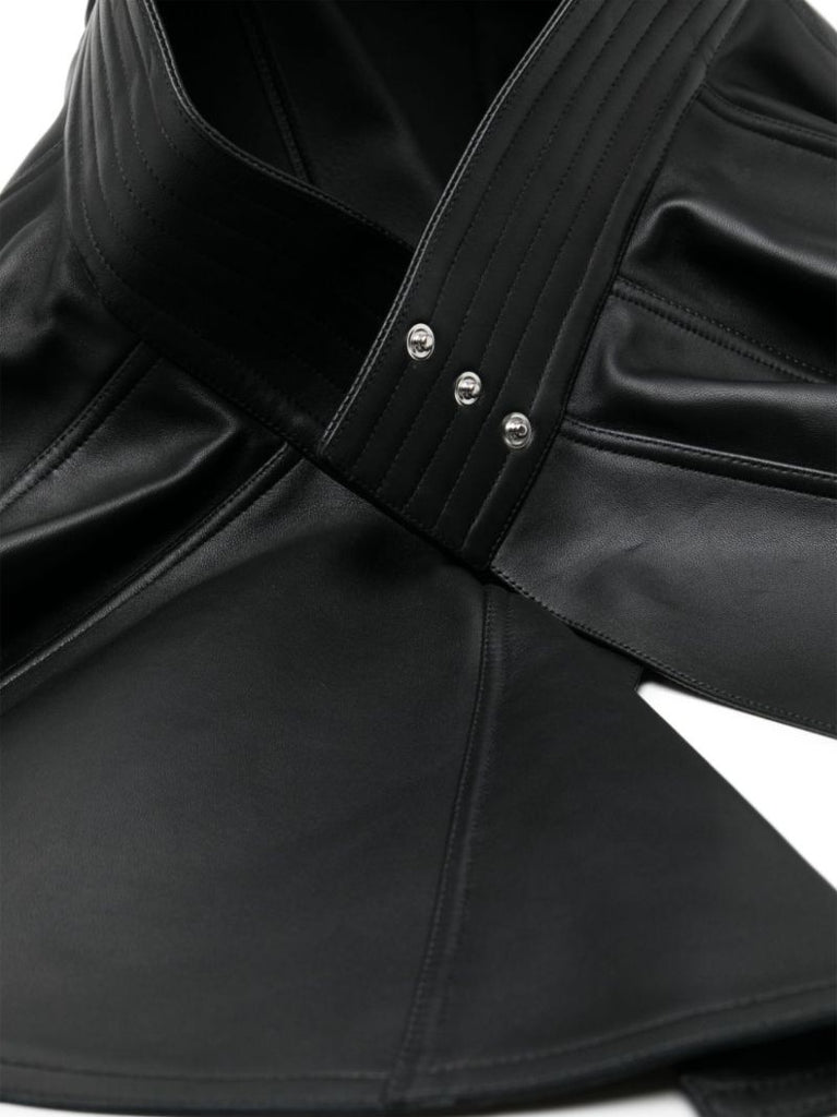 Black Leather Pleated Belt