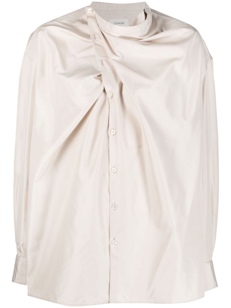 Neutral Asymmetric Silk Shirt