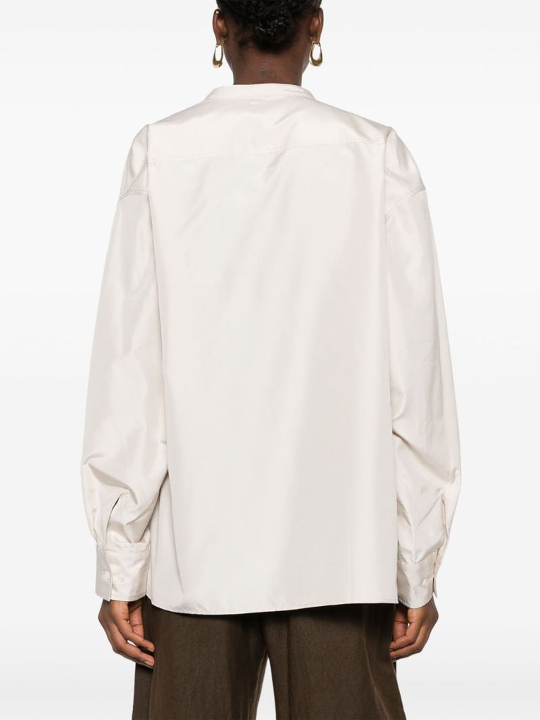 Neutral Asymmetric Silk Shirt