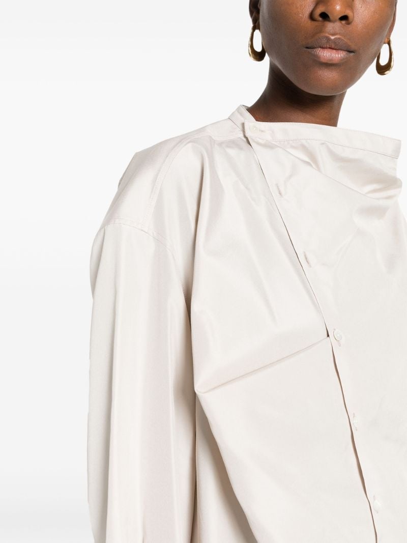 Neutral Asymmetric Silk Shirt