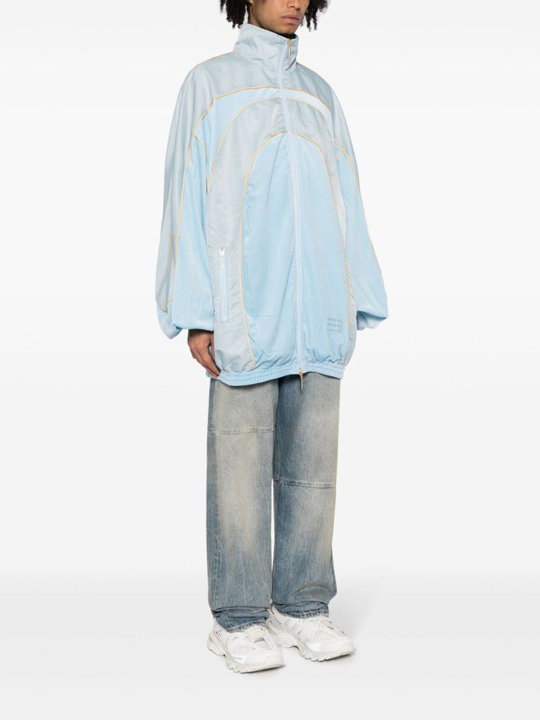 Blue Panelled Zipped Jacket