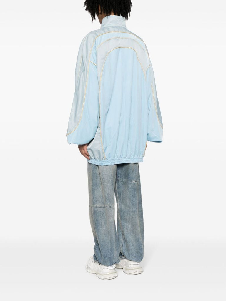 Blue Panelled Zipped Jacket