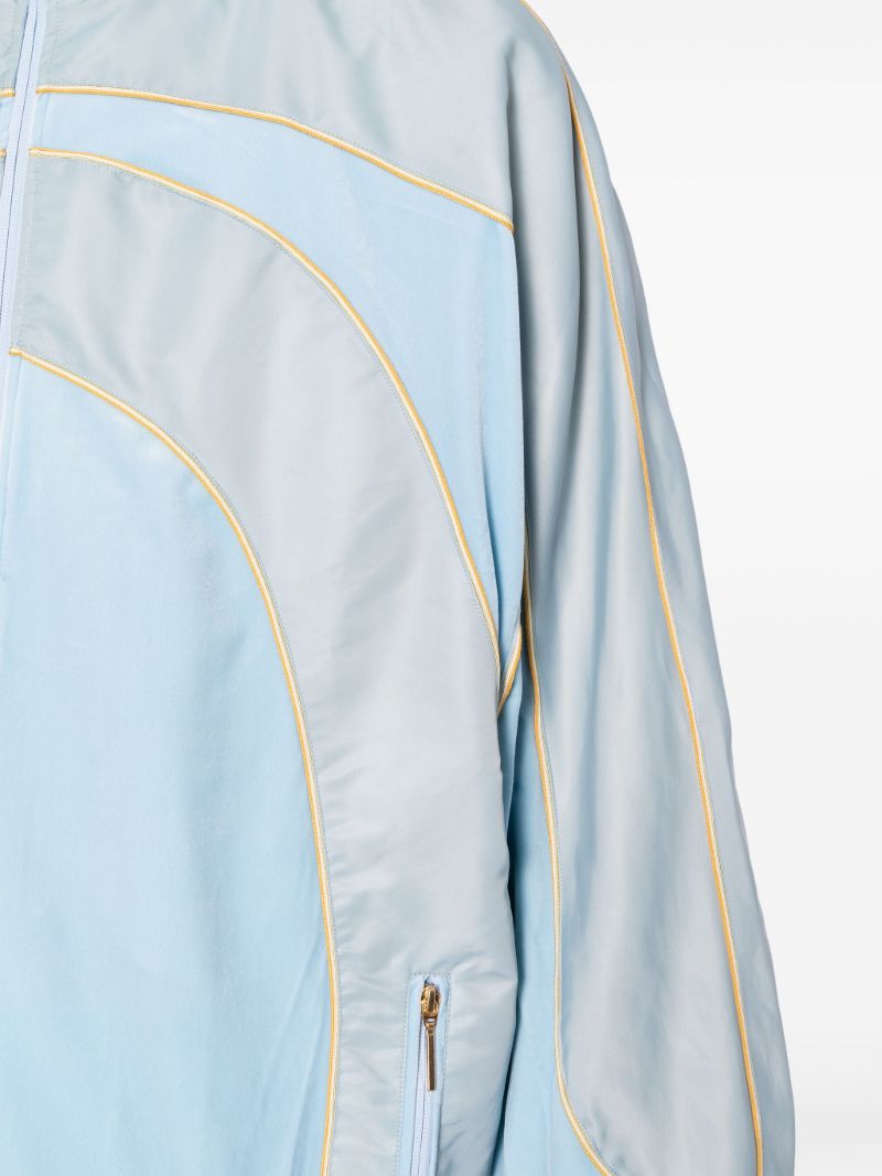 Blue Panelled Zipped Jacket