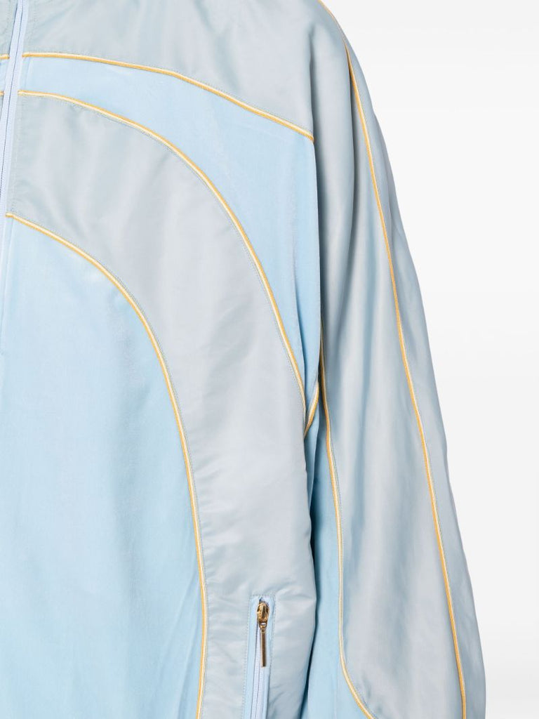 Blue Panelled Zipped Jacket