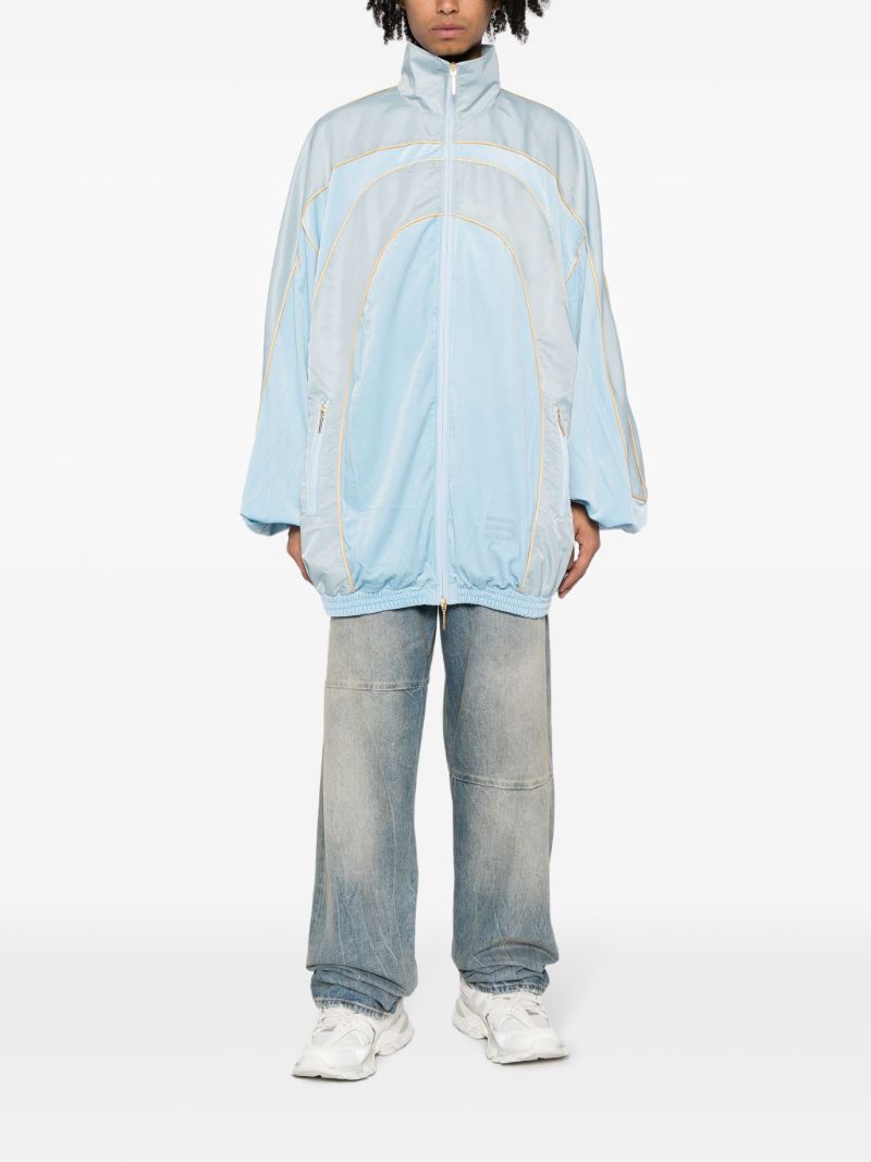 Blue Panelled Zipped Jacket