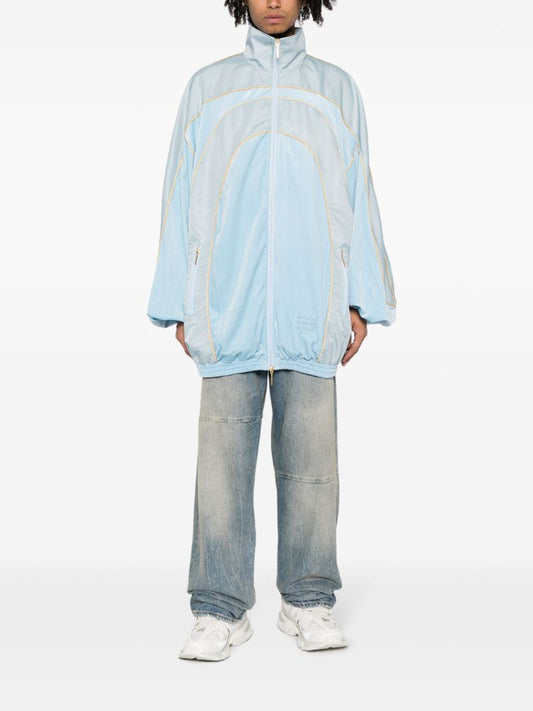 Blue Panelled Zipped Jacket