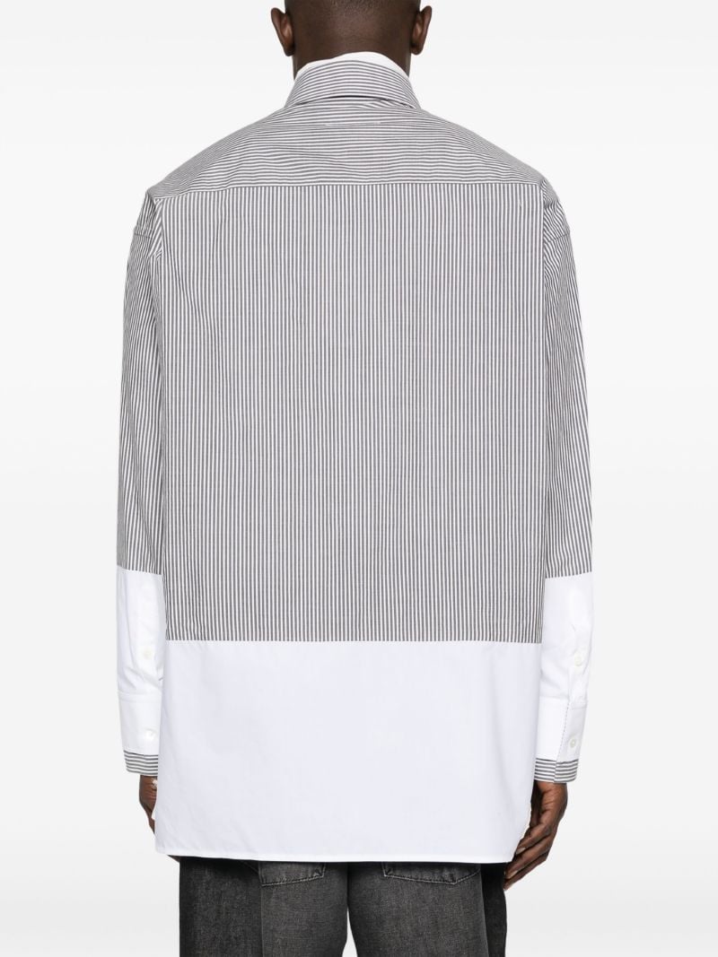 Grey Striped Panelled Cotton Shirt