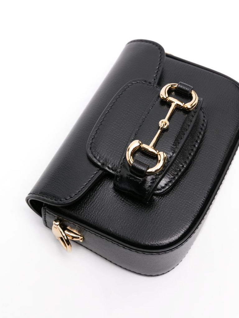 Black Horsebit 1955 Leather Mini Bag