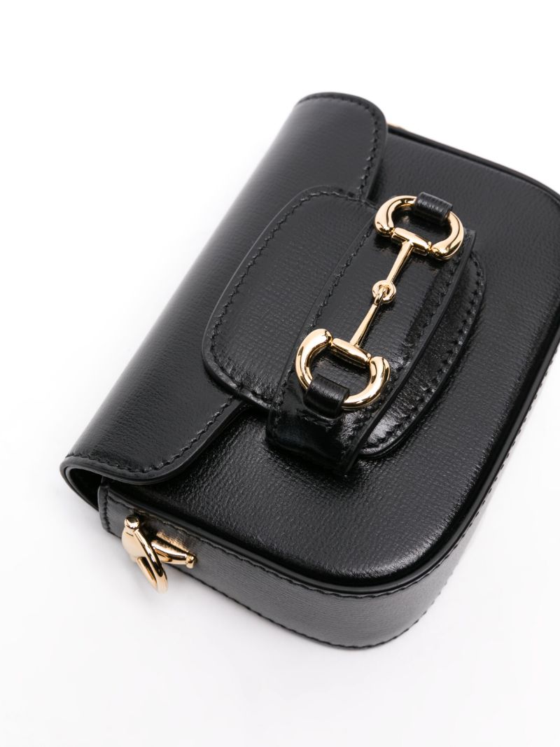 Black Horsebit 1955 Leather Mini Bag