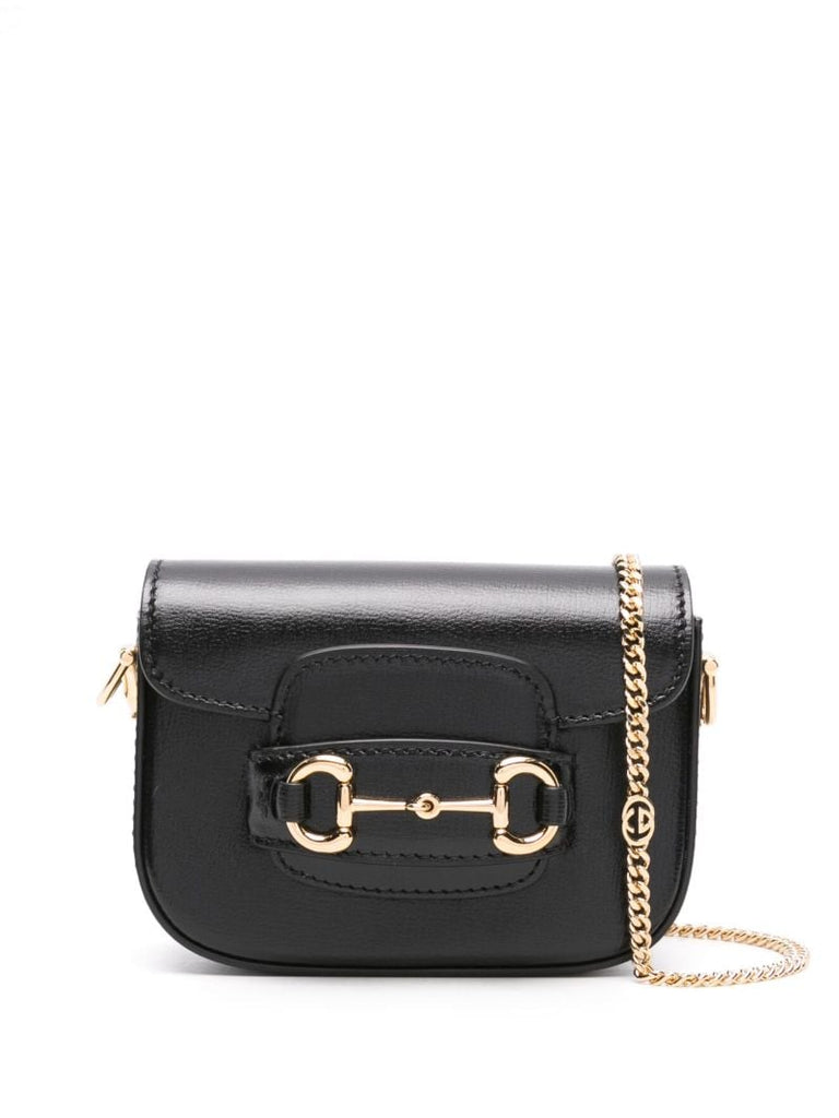Black Horsebit 1955 Leather Mini Bag