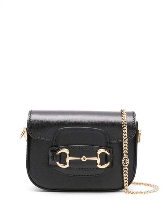 Black Horsebit 1955 Leather Mini Bag