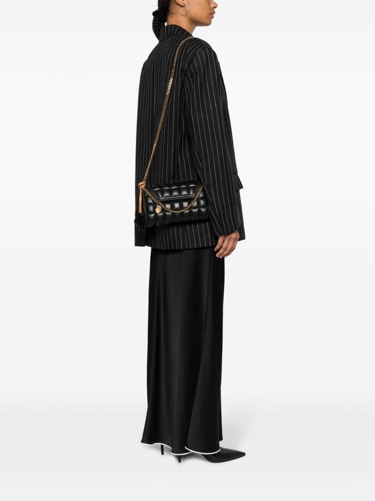Black Quilted Chain Trim Cross Body Bag