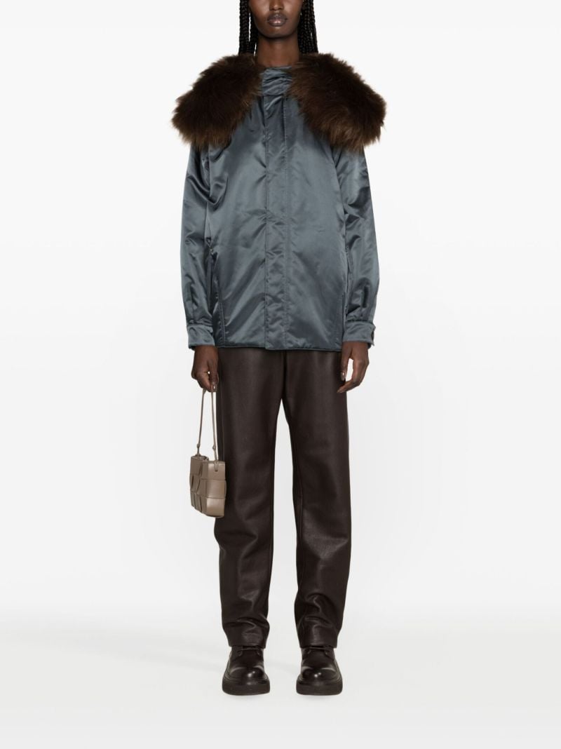 Green Faux-fur-collar Bomber Jacket