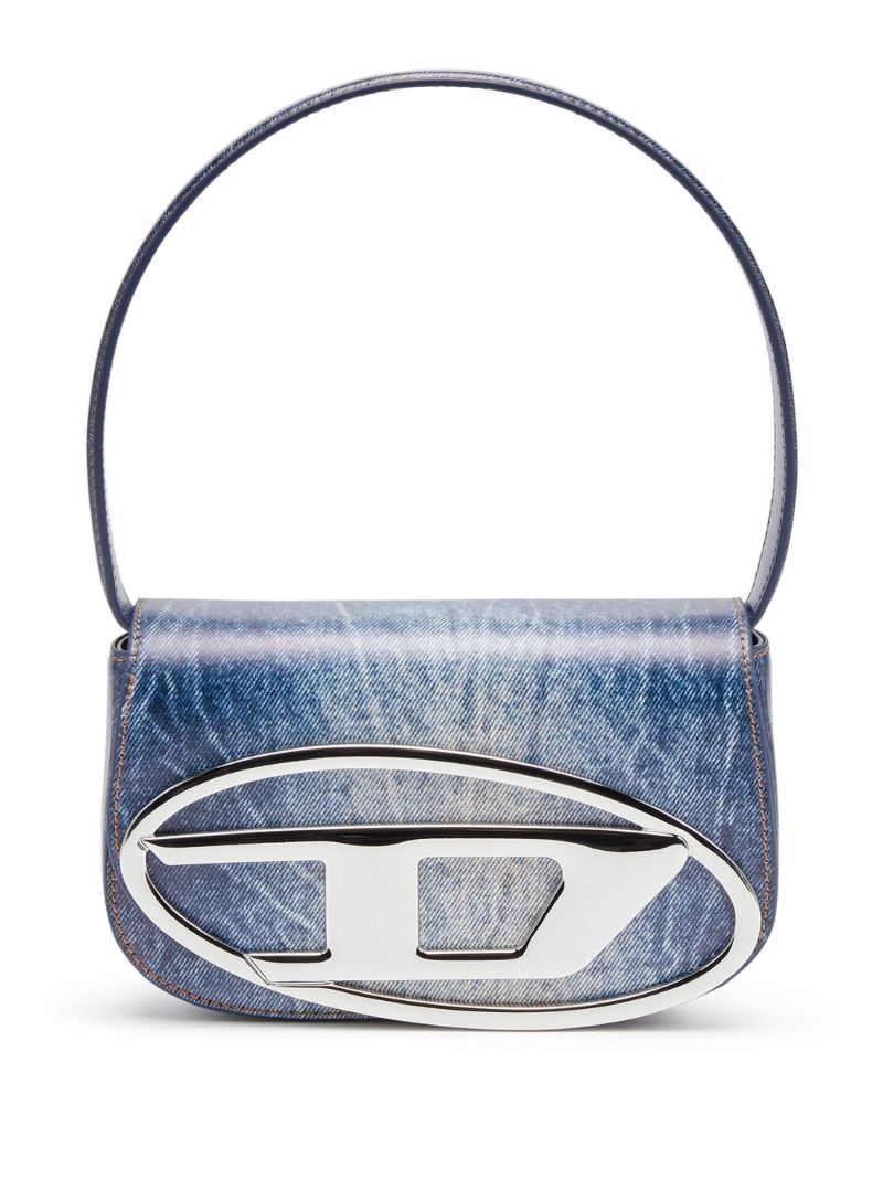 Blue 1dr Denim-print Leather Shoulder Bag