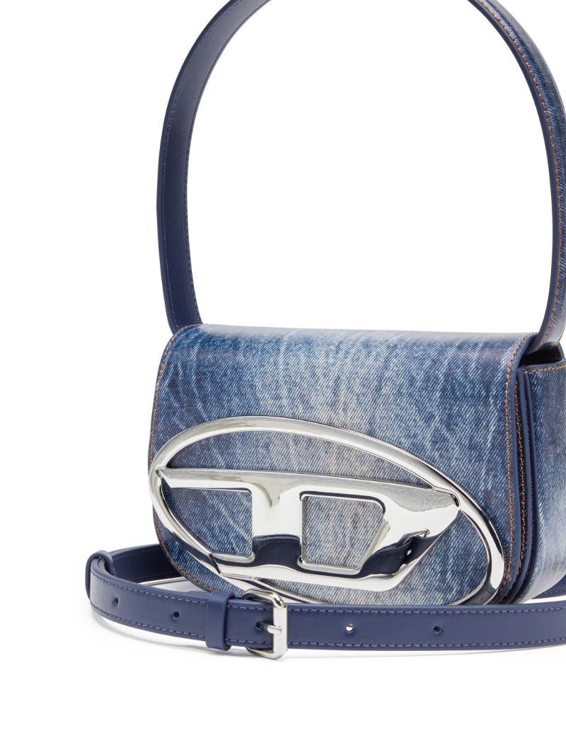 Blue 1dr Denim-print Leather Shoulder Bag