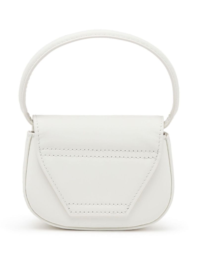White 1dr Mini Leather Tote Bag