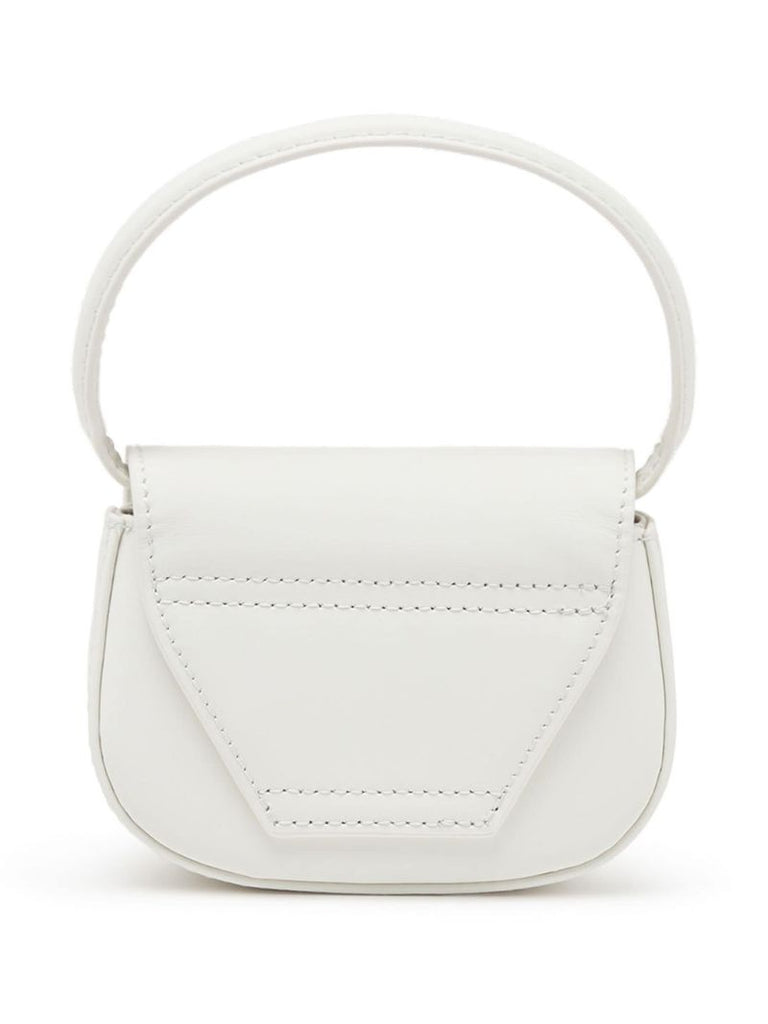 White 1dr Mini Leather Tote Bag