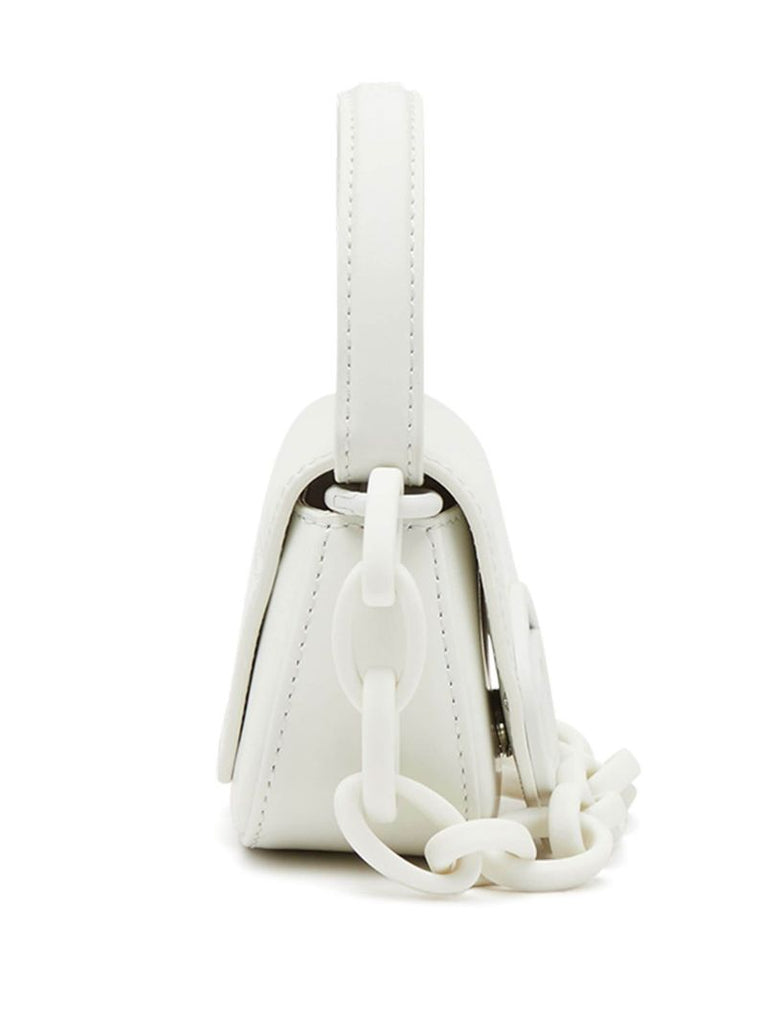 White 1dr Mini Leather Tote Bag