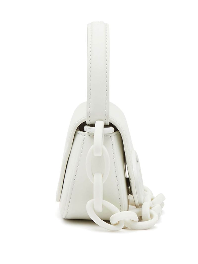White 1dr Mini Leather Tote Bag