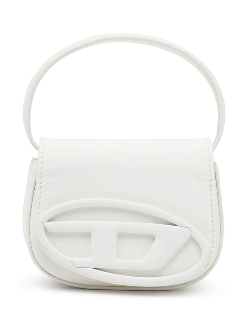 White 1dr Mini Leather Tote Bag