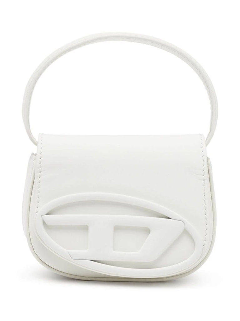 White 1dr Mini Leather Tote Bag
