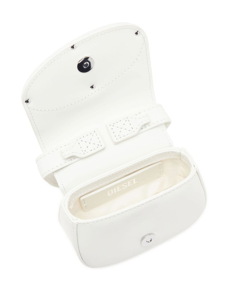 White 1dr Mini Leather Tote Bag