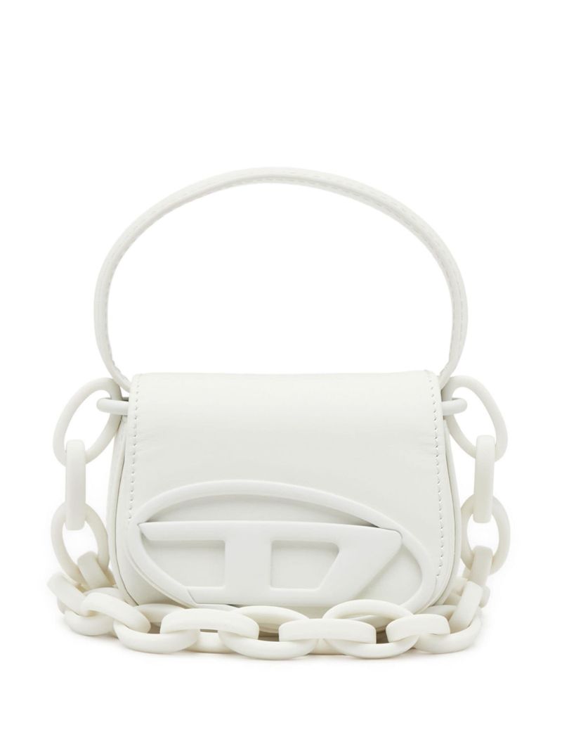 White 1dr Mini Leather Tote Bag