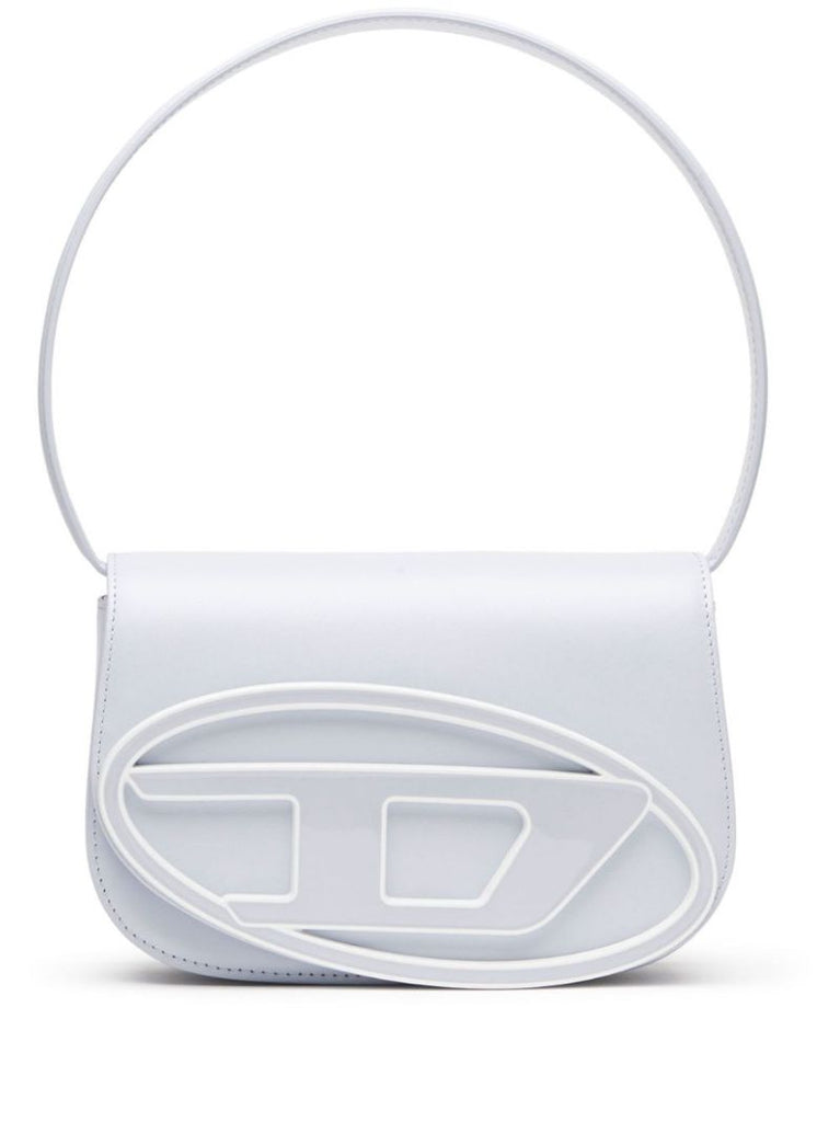 White 1dr Leather Shoulder Bag