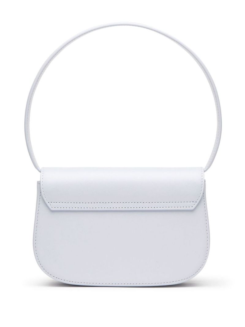 White 1dr Leather Shoulder Bag