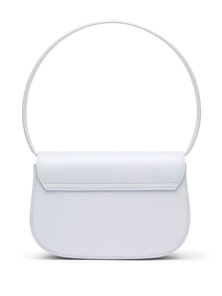 White 1dr Leather Shoulder Bag