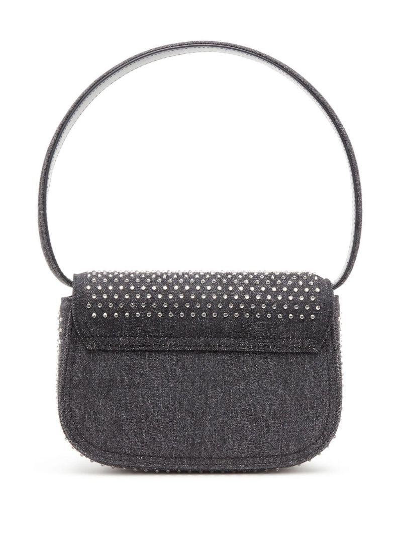 Black 1dr Crystal Denim Shoulder Bag