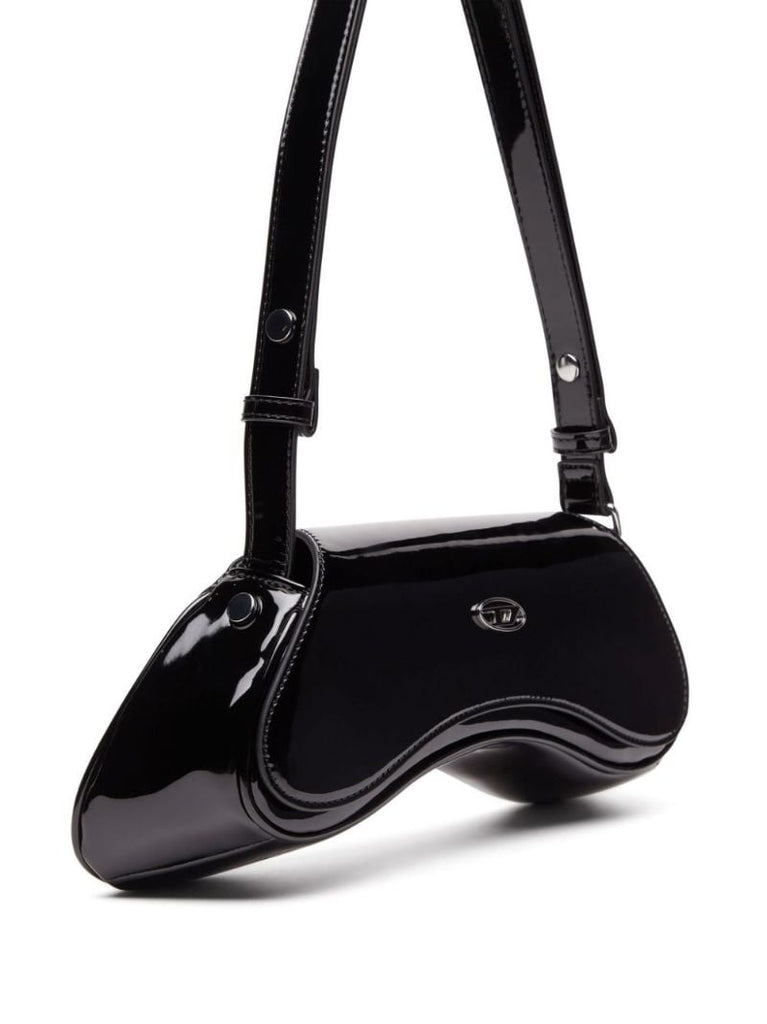 Black Play Glossy Shoulder Bag