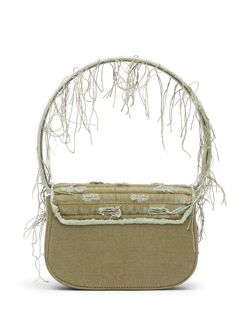 Green 1dr Denim Shoulder Bag