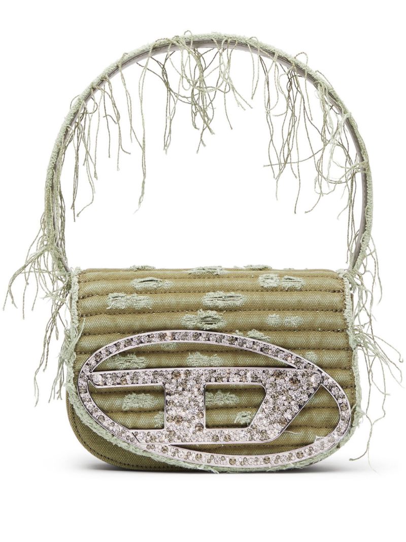 Green 1dr Denim Shoulder Bag