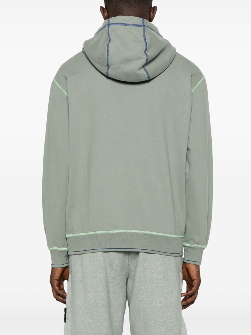 Green Logo Embroidered Cotton Hoodie