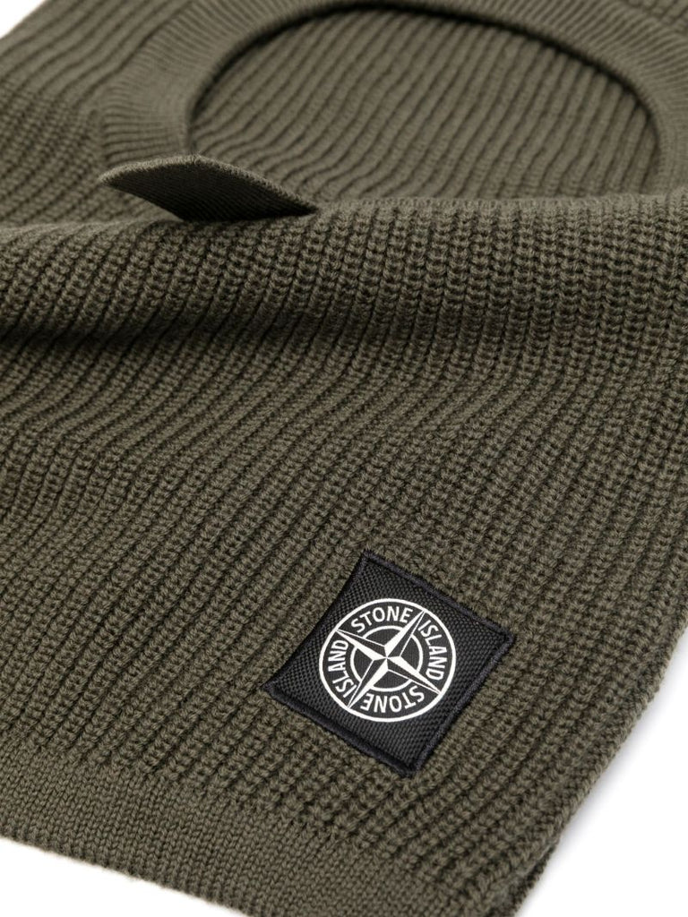 Green Compass Patch Wool Balaclava
