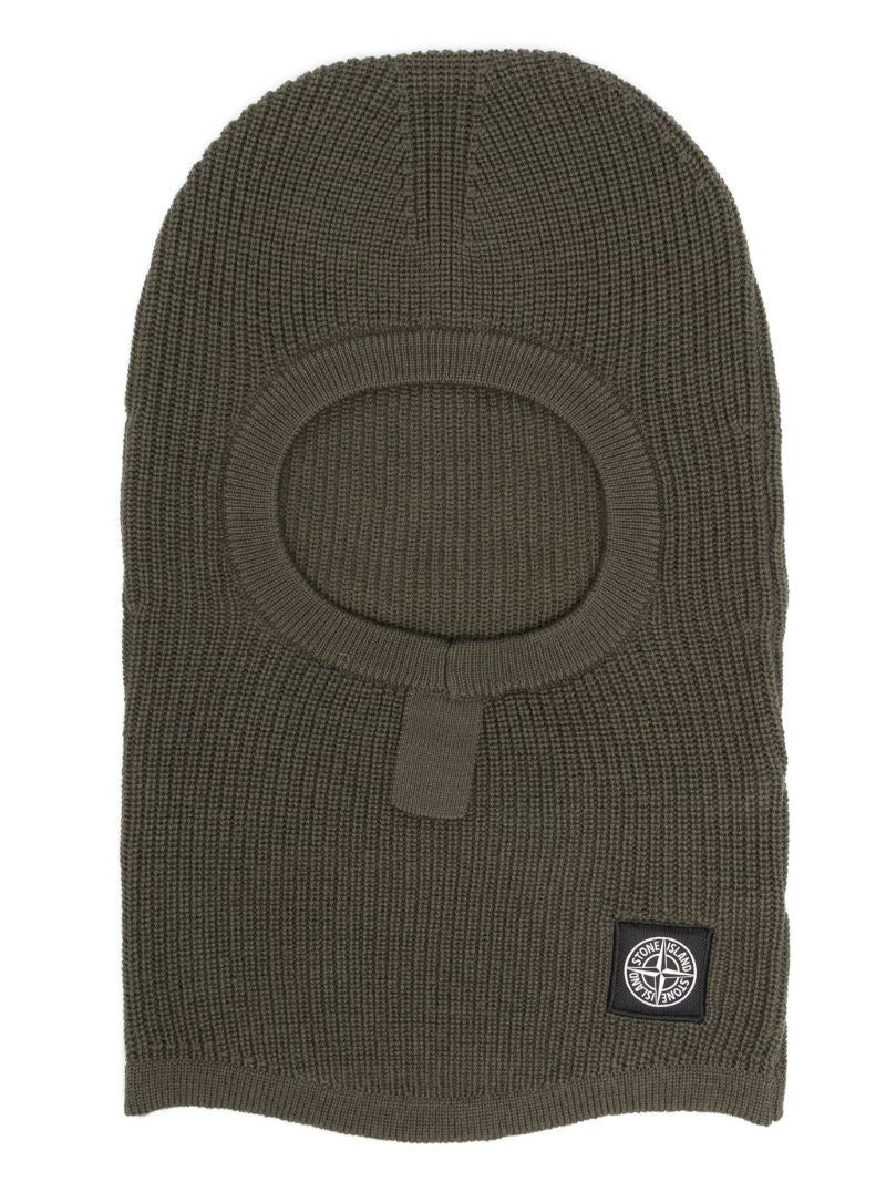 Green Compass Patch Wool Balaclava