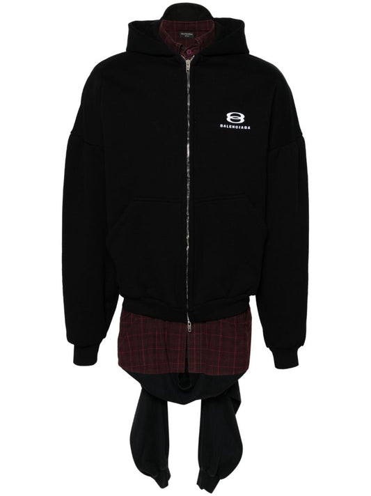 Black Unity Sports Layered Zip-up Hoodie