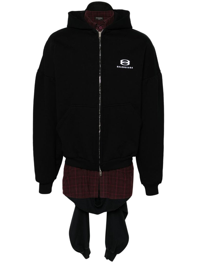 Black Unity Sports Layered Zip-up Hoodie