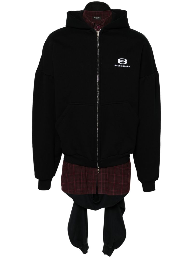 Black Unity Sports Layered Zip-up Hoodie