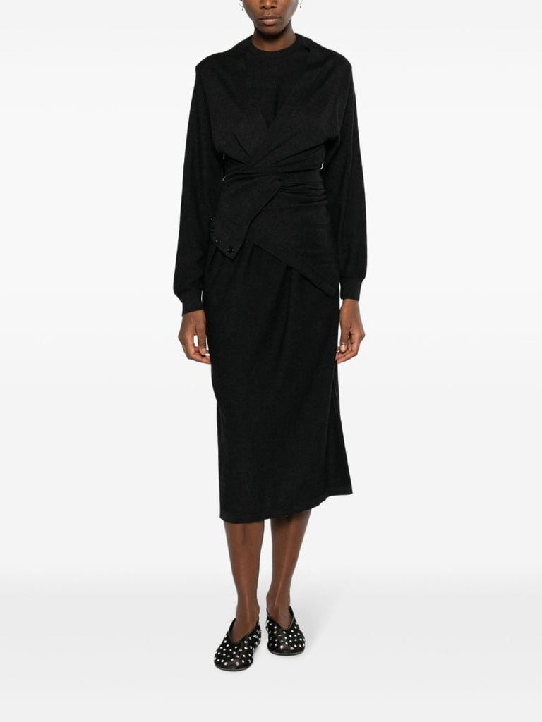 Black Asymmetric Midi Dress