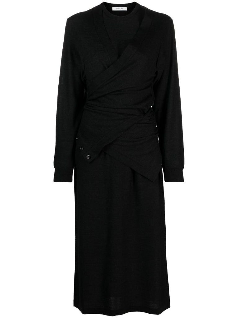 Black Asymmetric Midi Dress