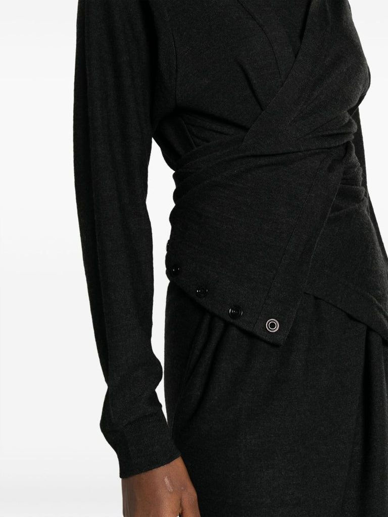 Black Asymmetric Midi Dress
