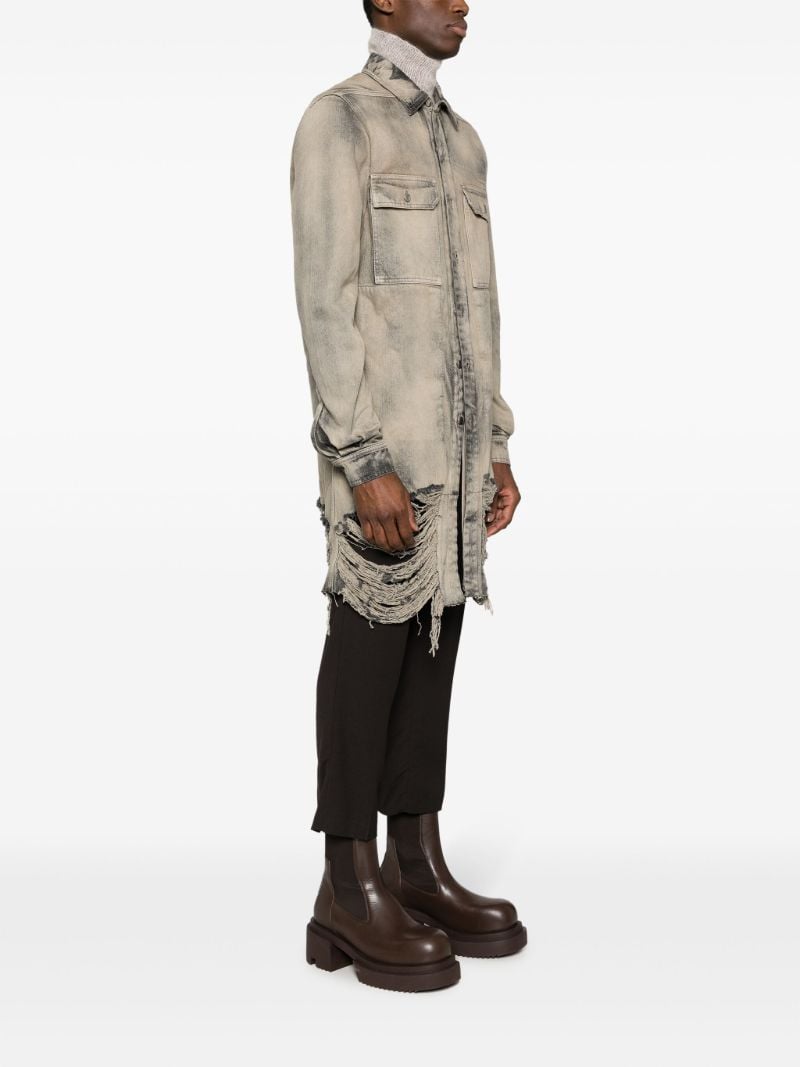 Grey Distressed Denim Shirt Jacket